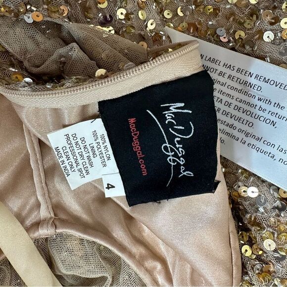 Mac Duggal Gold Sequin One-Shoulder Maxi Dress - Picture 9 of 10